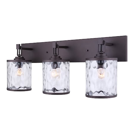 Canarm Cala, Ivl677A03Orb, 3 Lt Vanity, Water Mark Glass, 100W Type A, 24 1/4 IVL677A03ORB